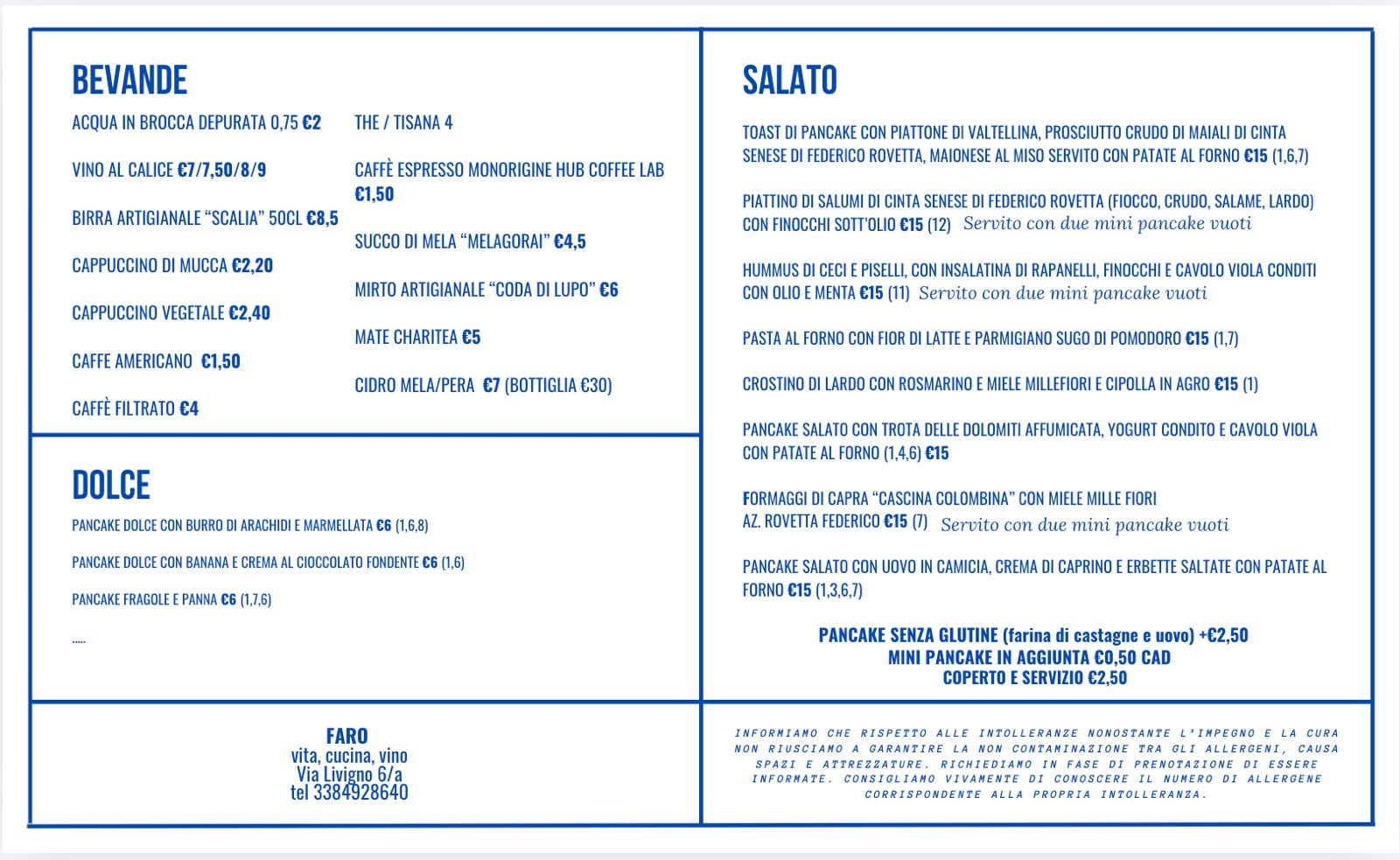 Menu Brunch FARO